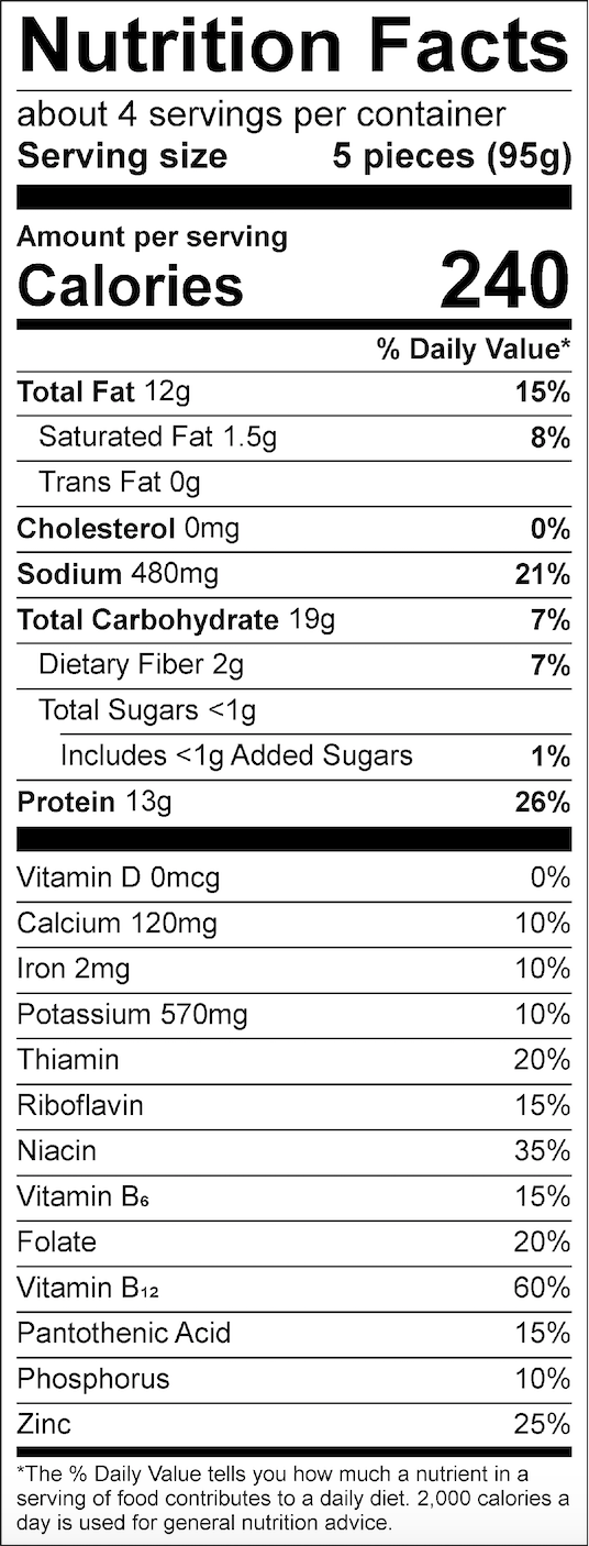 tyson chicken nuggets nutrition facts