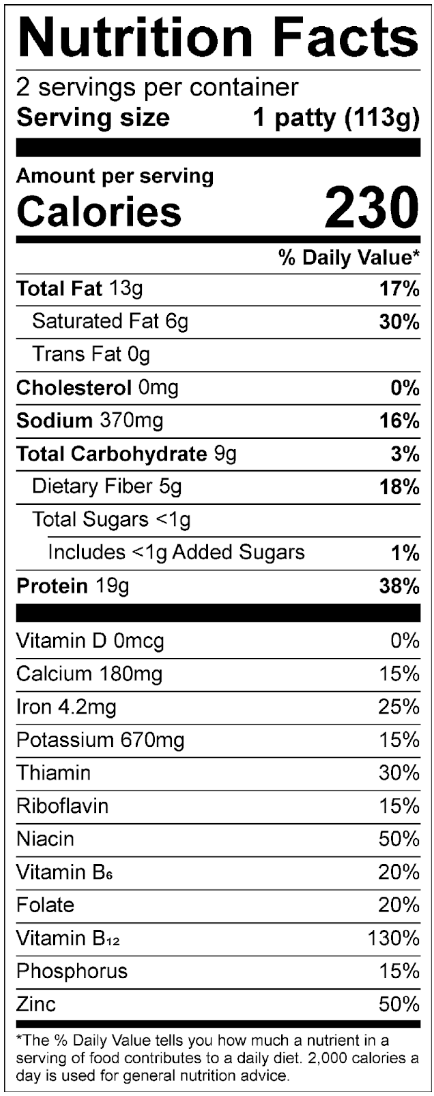 Nutrition Facts For Impossible Beef